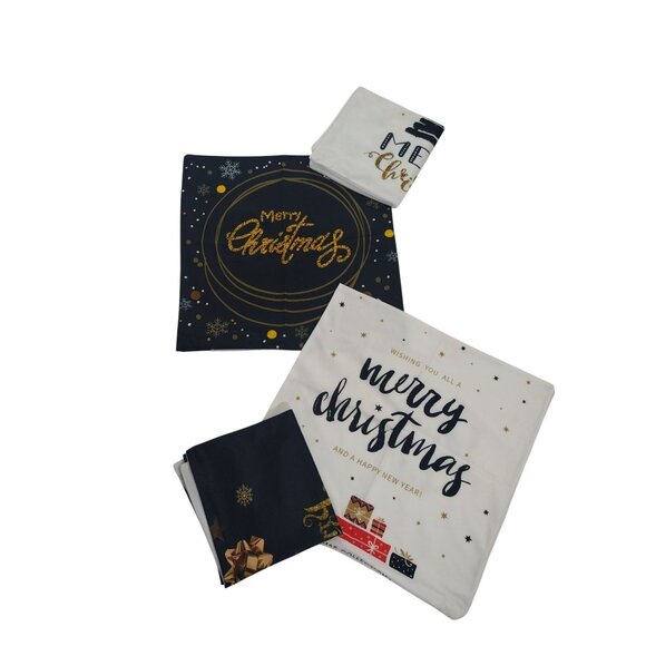 Set of 4 holiday pillow covers with festive designs. Standard size. NWOT - Picture 1 of 6